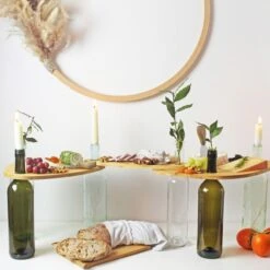 Set De 3 Plateaux En Bambou Sur Bouteilles