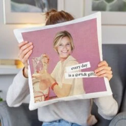 Housse De Coussin Personnalisée Avec Visage - Design Rétro