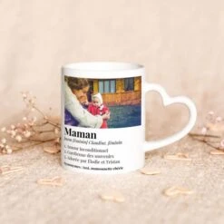 Mug Personnalisé Poignée Cœur Avec Photo Et Définition